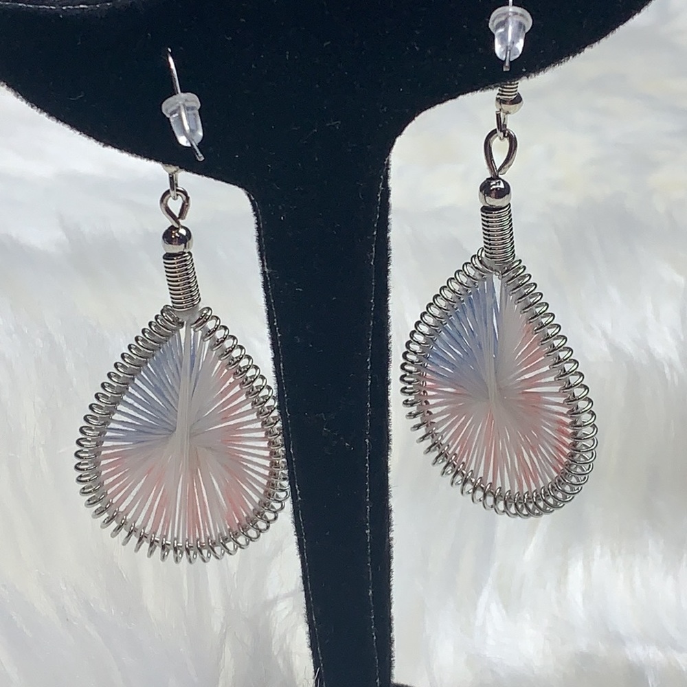 Fun Patriotic Silk Dangle Earrings - Picture 4 of 4